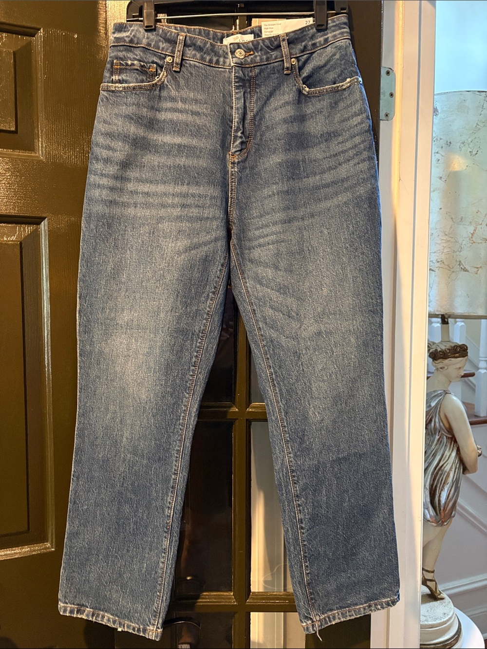 LOFT Curvy Straight Leg Jeans in Mid Blue Wash